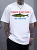 Unisex O Neck Tee Funny Text And Vintage Fish Graphic Print Cotton Short Sleeve Loose Summer Breathable Daily Casual Basic Wear Top