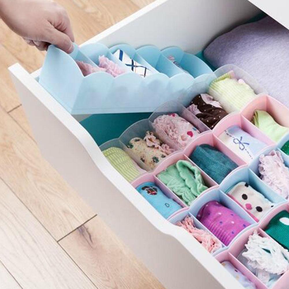 Plastic Drawer Organizer Bra Underwear Socks Cube Basket With 5 Grids