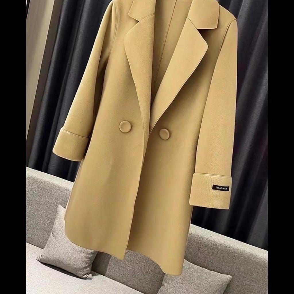 Women Loose Fit Plus Size Wool  Coat Oversized Korean Style Trench Coat  Autumn Outerwear
