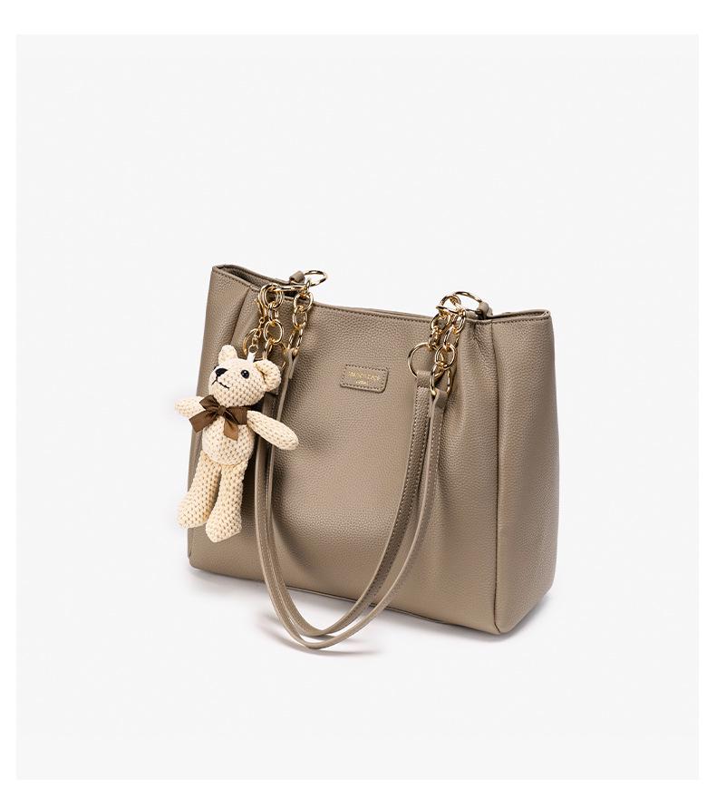 2026 Spring/Summer Light Luxury Milk Tea Handbag – Women's Large Capacity Single Shoulder Tote