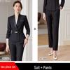 Dark Blue Women's Suit Set: Professional Attire with a Goddess Style – Perfect for Front Desk Workwear.