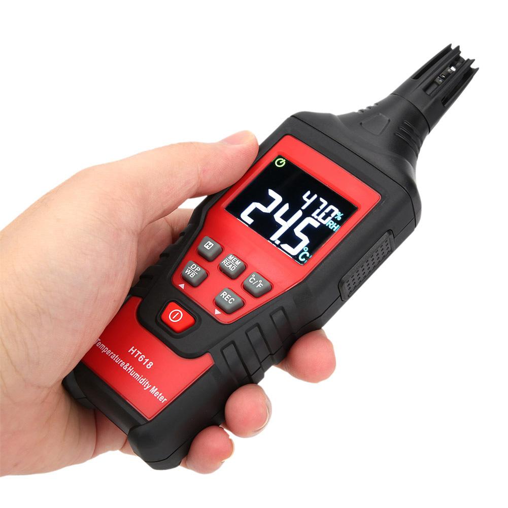 Temperatur-Feuchtigkeitsmesser Digital Hohe Genauigkeit Empfindlichkeit Tragbar Duales LCD-Display HT618