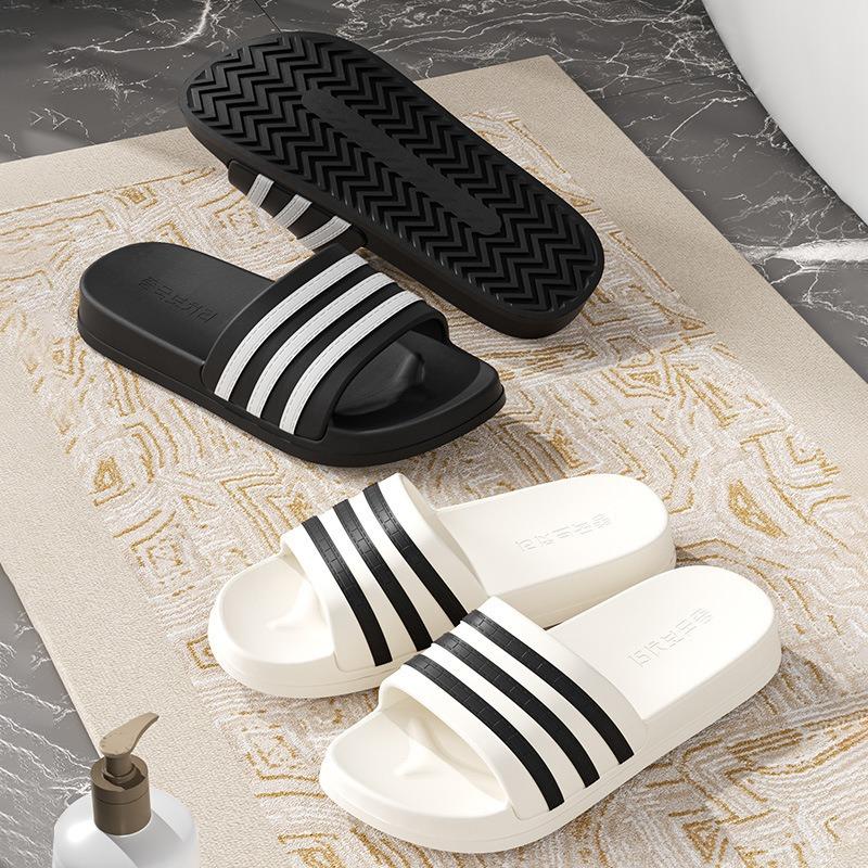 Slippers men's summer outer wear new three bars home non-slip thick-soled bathroom sandals women