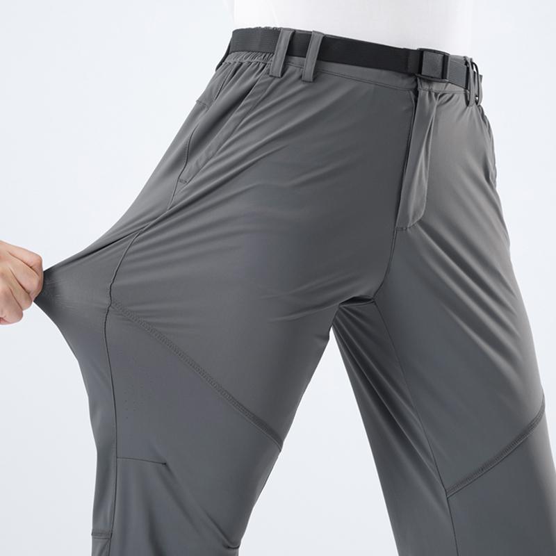 Calças de caminhada elásticas de verão masculinas, à prova d'água, soltas, respiráveis, com vários bolsos, calças táticas de viagem, calças cargo masculinas