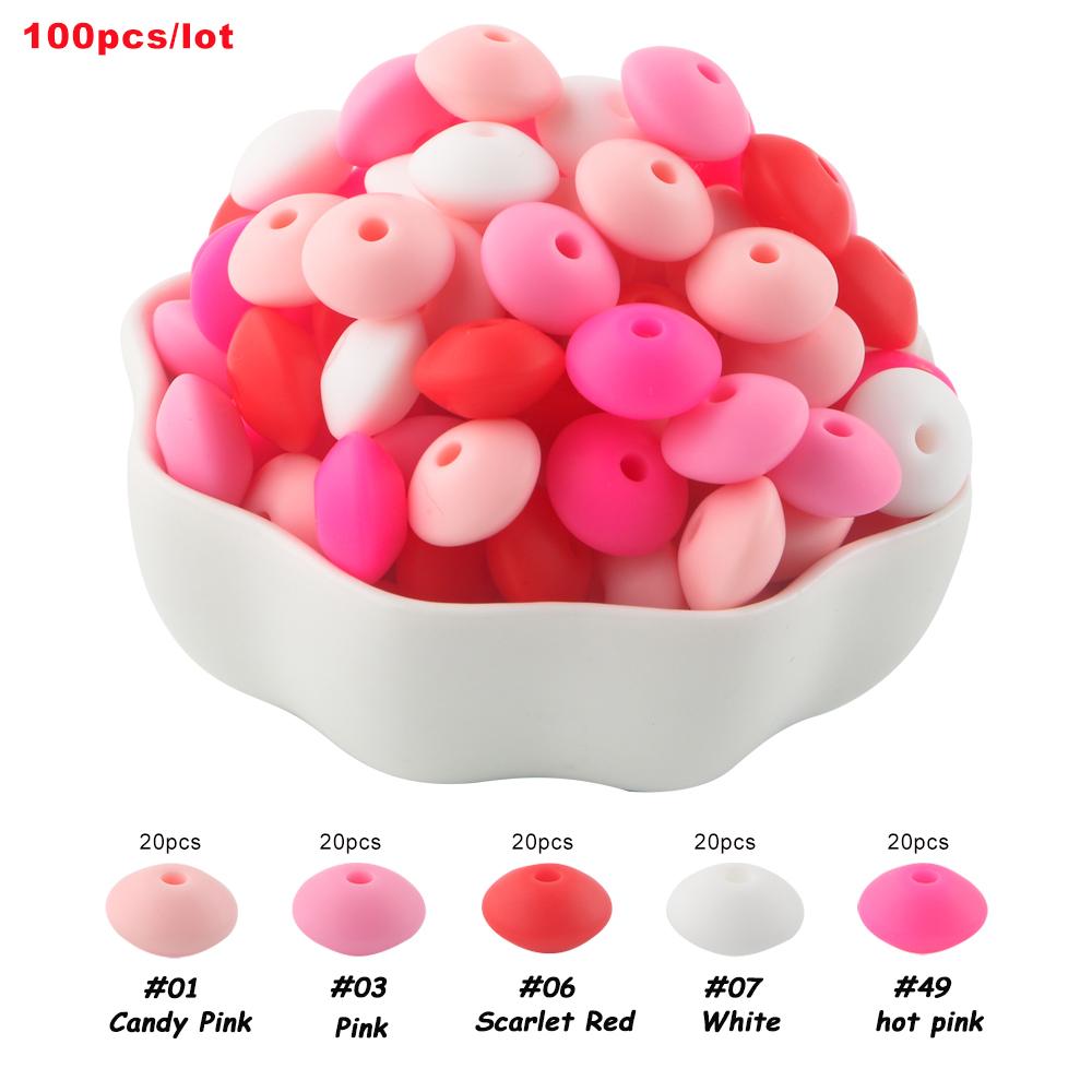 100Pcs 12mm Silicone Lentil Beads Round Spacer Beads Silicone Abacus Bead DIY Bracelet Necklace Handmade Jewelry Accessories