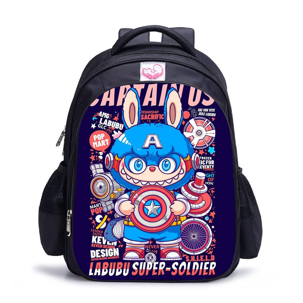 Labubu Trendy Children's Kindergarten Schoolbag Black Men's and Women's Backpack Cartoon Student Backpack 5530 CLE