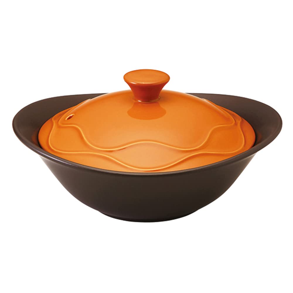 NARUMI Cook Bowl with Lid (Orange), 600cc, Heat-Resistant Ceramic, 41115-33021