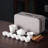 Suet jade white porcelain ink Kung Fu tea set high-end household tea