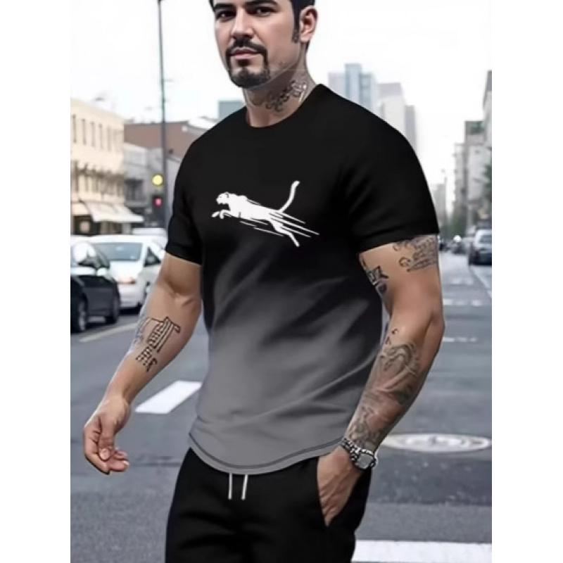Men's Animal Pattern T-Shirt Printed Shirt Men's Sports Casual Trendy Fashion Short Sleeve T-Shirt