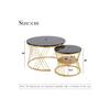 Lot de 2 tables basses brillantes, tables rondes gigognes côté canapé, finition marbre, lot de 2, structure dorée