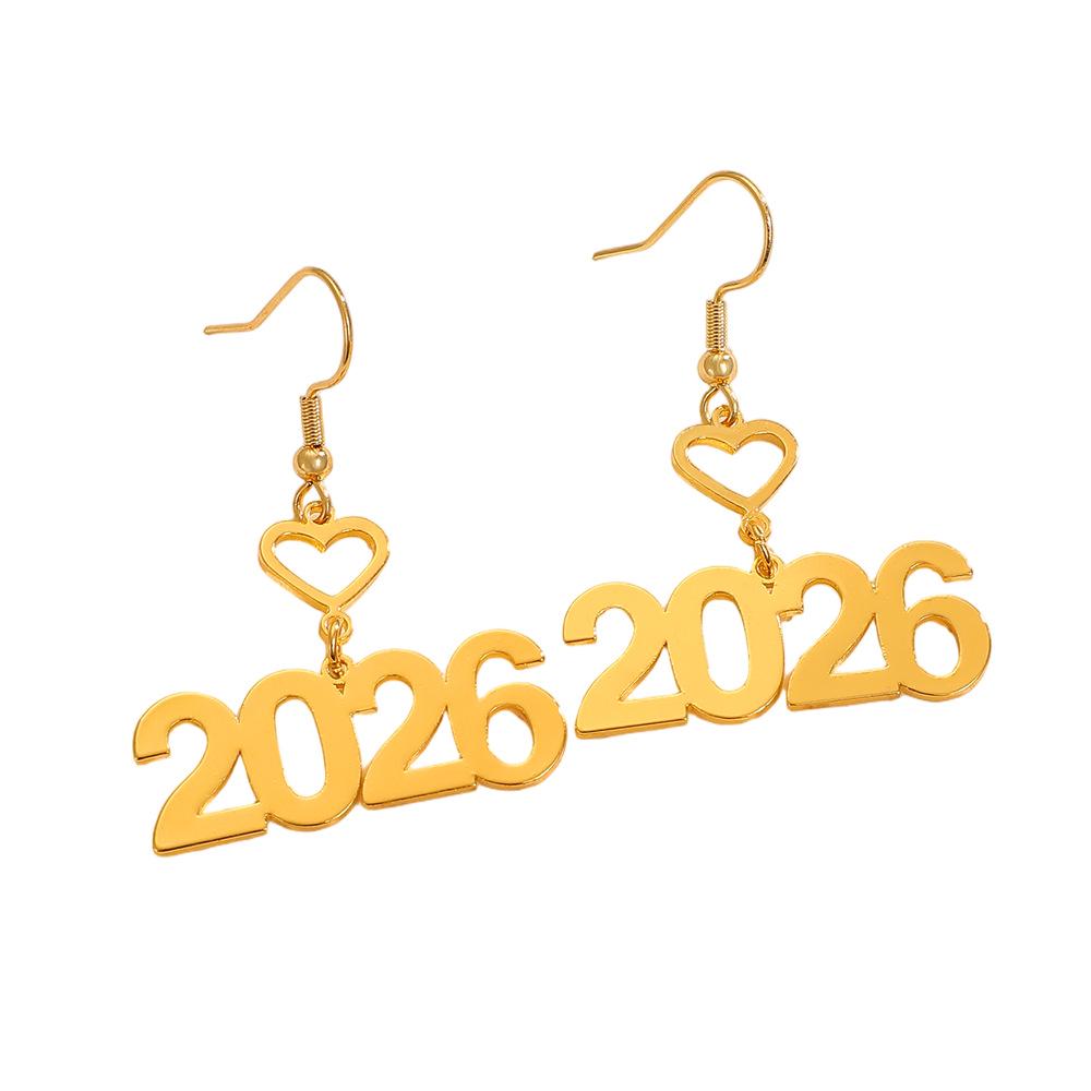 2026 New Year Geometric Glitter Minimalist Hollow Earrings