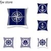 Home Decor Compass Anchor Pillow Cover Blue Mediterranean Cushion Sofa Chair Car Office Ornament 40x40cm 45x45cm