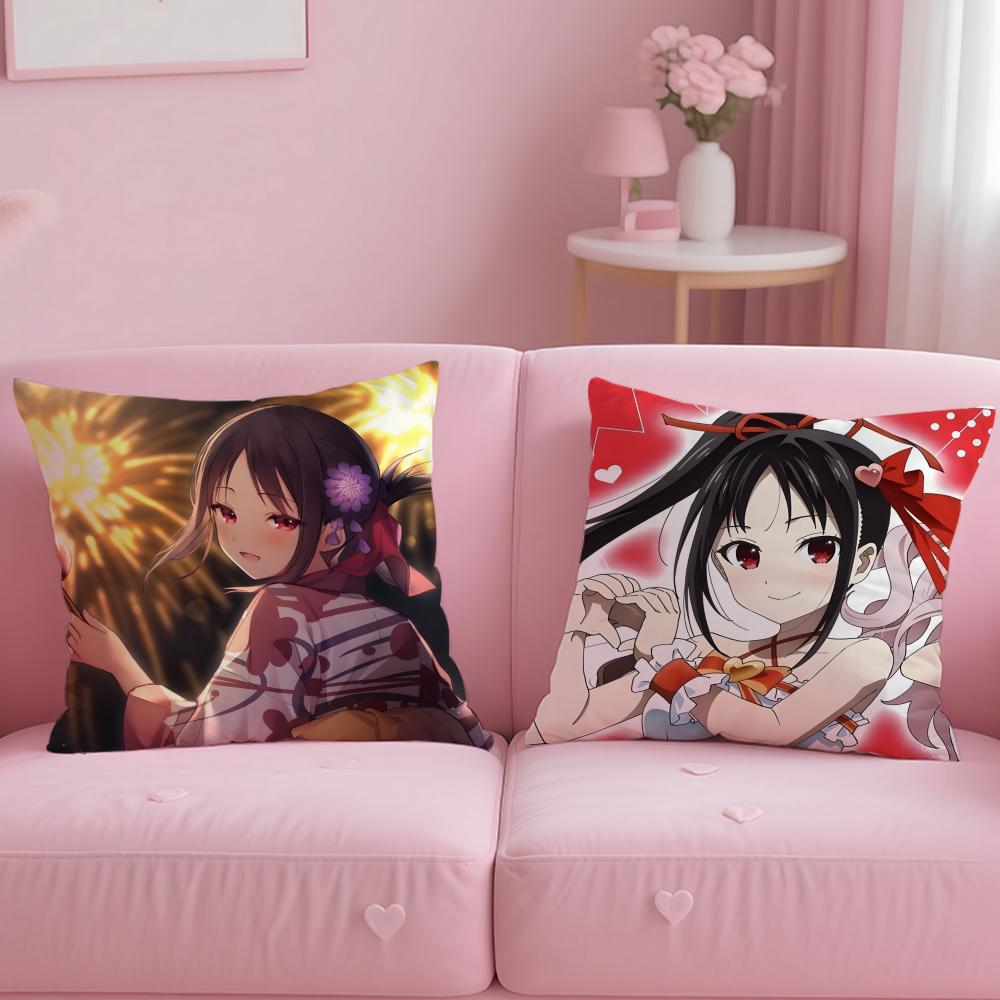 anime Kaguya-sama Love Is War Cushion Cover Soft & Easy-Wash Pillow Case – Versatile for Couch, Bed, Travel and Office