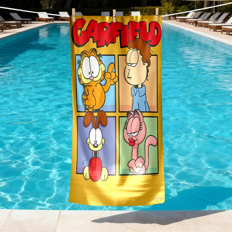 Garfield Print Beach Towel Design, Soft, Lightweight. for Home Bathroom, Spa, Pool, Yoga, Surfing, Camping, Gift for Family, Friend