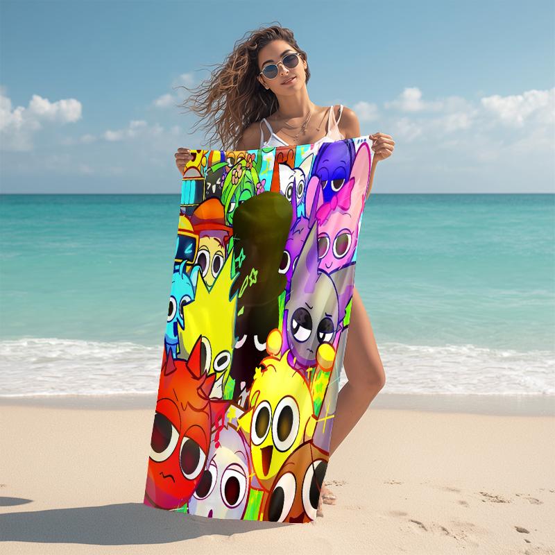 1Pc Colorful Sprunki Characters Beach Towel Microfiber Beach Towel Thin Absorbent For Beach Swimming Yoga Bath Sports 0917293