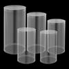 5 pcs Clear Acrylic Pedestal Display Stands Set Clear Cylinder Pedestal Stands Large Cylinder Plinths for Event Decoration