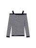 Striped Off-Shoulder Camisole Long-Sleeve T-Shirt for Women - Slim Fit Autumn Layered Top