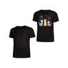 European sizes Men'S Patriotic Cats Graphic T-Shirt - "Happy Independence Day" Back Print, Black with Colorful Fireworks & American Flag Design