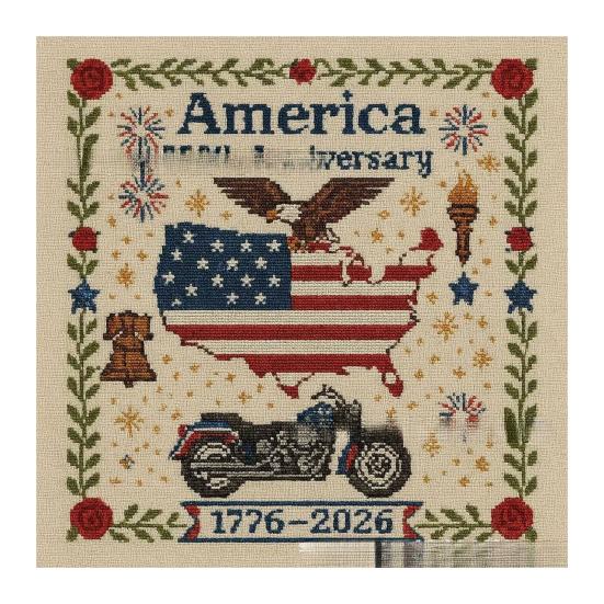 America Stitch Anniversary Cross US 250th Patriotic Cross Stitch Kit Beginner-Friendly Commemorative