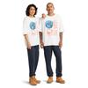 Timberland Letter Pattern Printed Casual Loose Round Neck Short Sleeve T-Shirt Unisex Tops White A6QAH-100