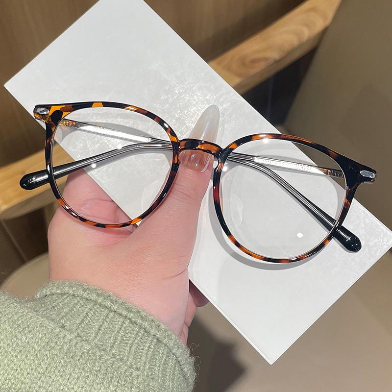 Korean Style TR90 Round Anti-Blue Light Glasses - Lightweight Retro Frame, Prescription-Compatible