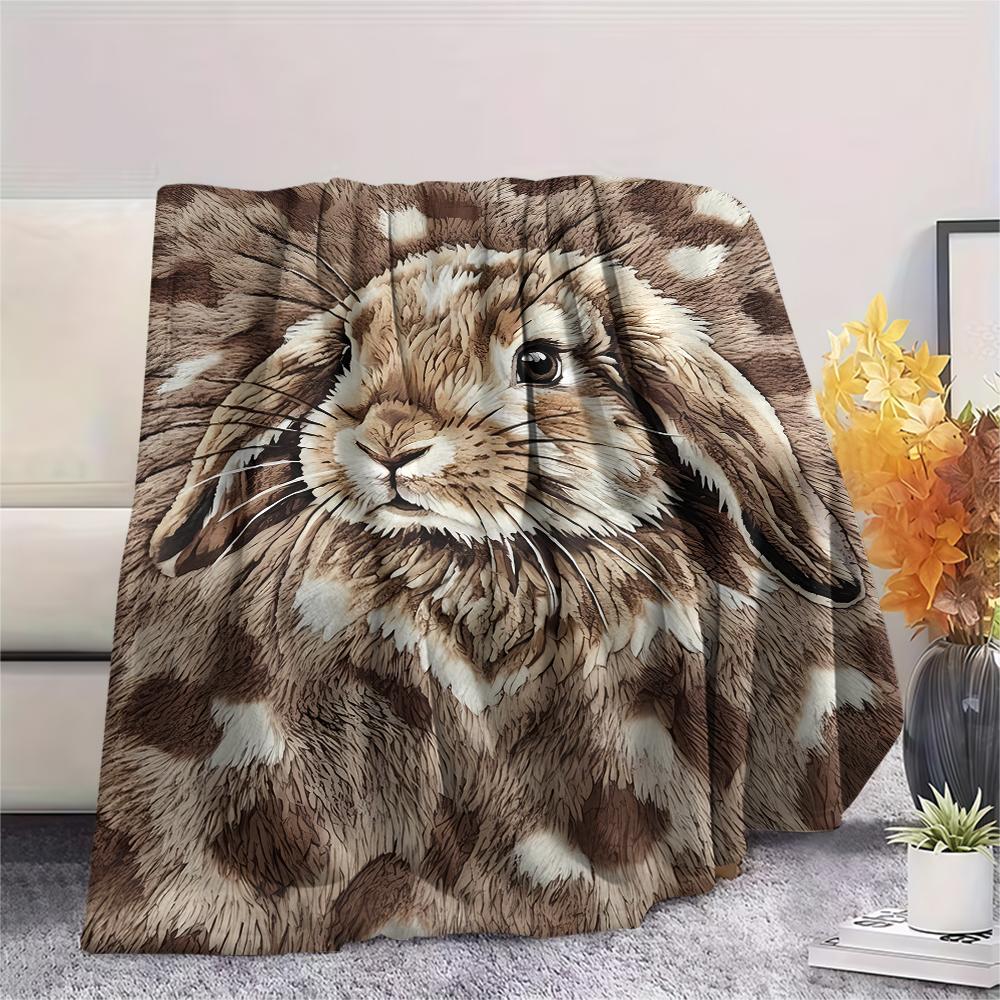 Felt rabbit kitten fox zebra Print Flannel Blanket,High quality Comfortable for All Seasons,Home Decor,Warmth and Comfort,Perfect for Christmas Gifts