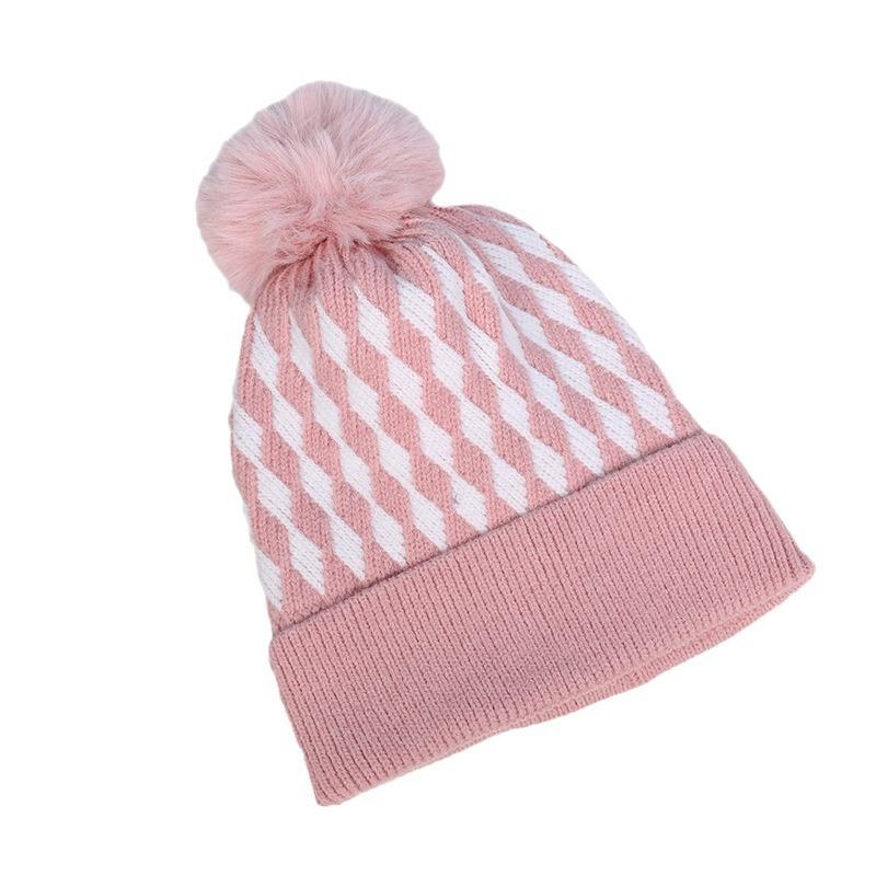 Winter Hat Children's Knitted Hat Thick and Warm Fashionable Woolen Plaid Hat