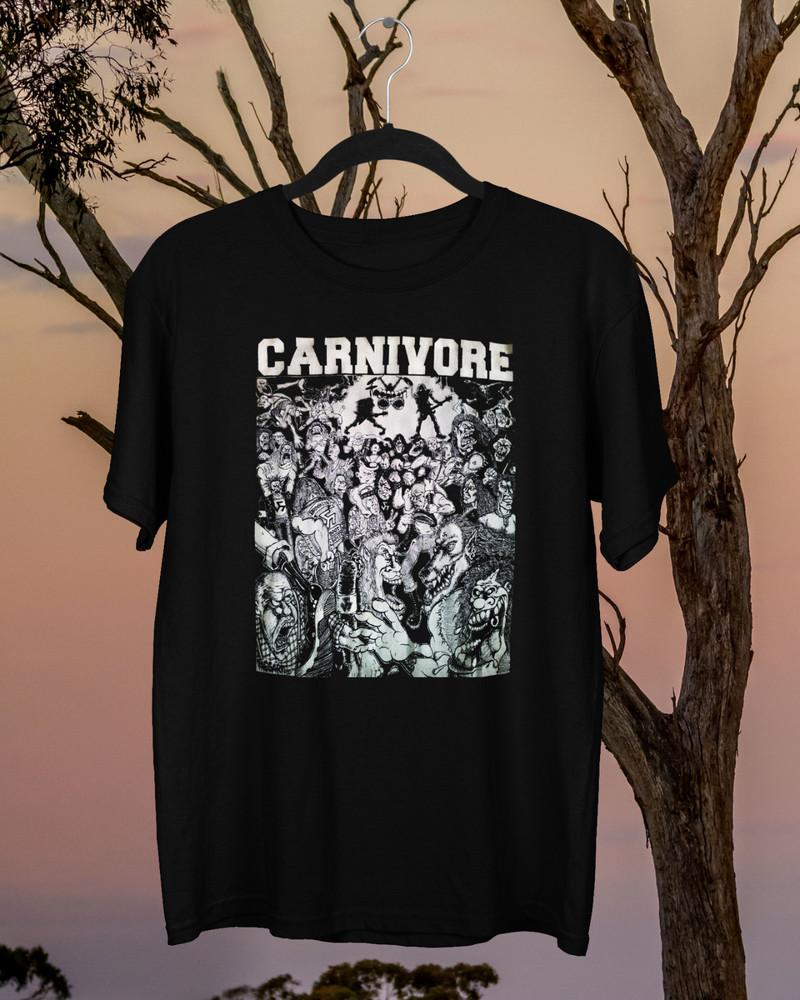 Ретро Ядерные Воины CARNIVORE Футболка с принтом Короткий рукав Черный Мужская S-4XL 1J0233 Унисекс Футболка XXXL