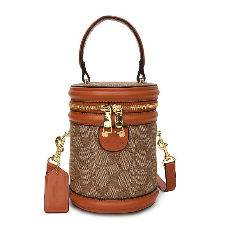 

KOUJIA 2025 Высококачественная женская сумка-цилиндр через плечо - Универсальная, стильная сумка на плечо для трансграничной моды. коричневый