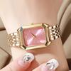 Montre pour femme Style Luxe Léger Cadran Carré Bracelet en Acier Montre Ornée pour Bureau Fête Soirée