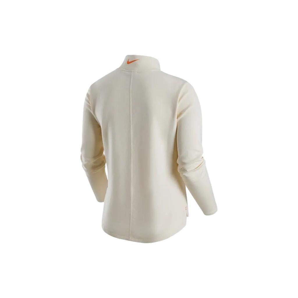 Nike Logo Print Stand Collar Comfortable Pullover Sweatshirt Women Sweatshirt Coconut-Milk FV3973-113