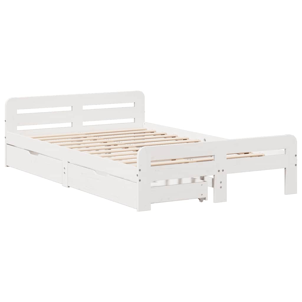 Solid Wood Bed without Mattress White 135x190 cm Pine Wood