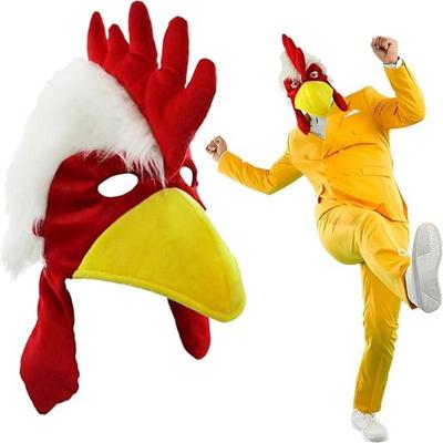 Red Rooster Hat, Adult Animal Plush Party Hat