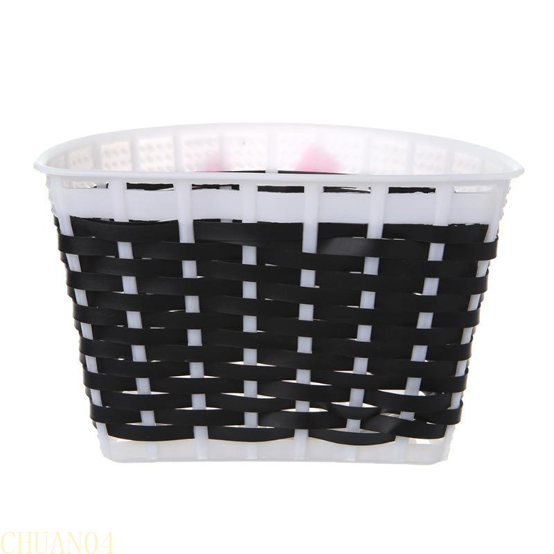 A1A2 Scooter Basket Children Bike Plastic Knitted Bow Knot Front Handmade Bag