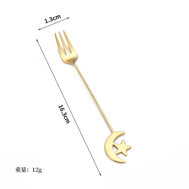 

Ложка из нержавеющей стали 304, ложки в виде звезды и луны, вилки, посуда, креативная ложка для перемешивания кофе, десертные ложки, фруктовая вилка, подарок