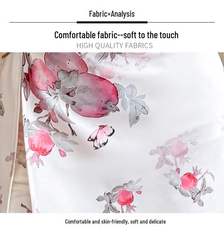 Elastic Floral Cheongsam Dress Set for Young Women