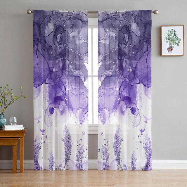 Floră roz de primăvară, pasăre, perdea din voal transparent, draperii de tratament pentru fereastră, perdele din tul pentru sufragerie, decor dormitor, perdea din șifon