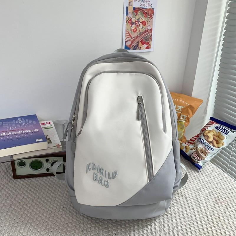 

School Letter Unisex Bag With Zipper Closure And Shoulder Straps For High School Gray