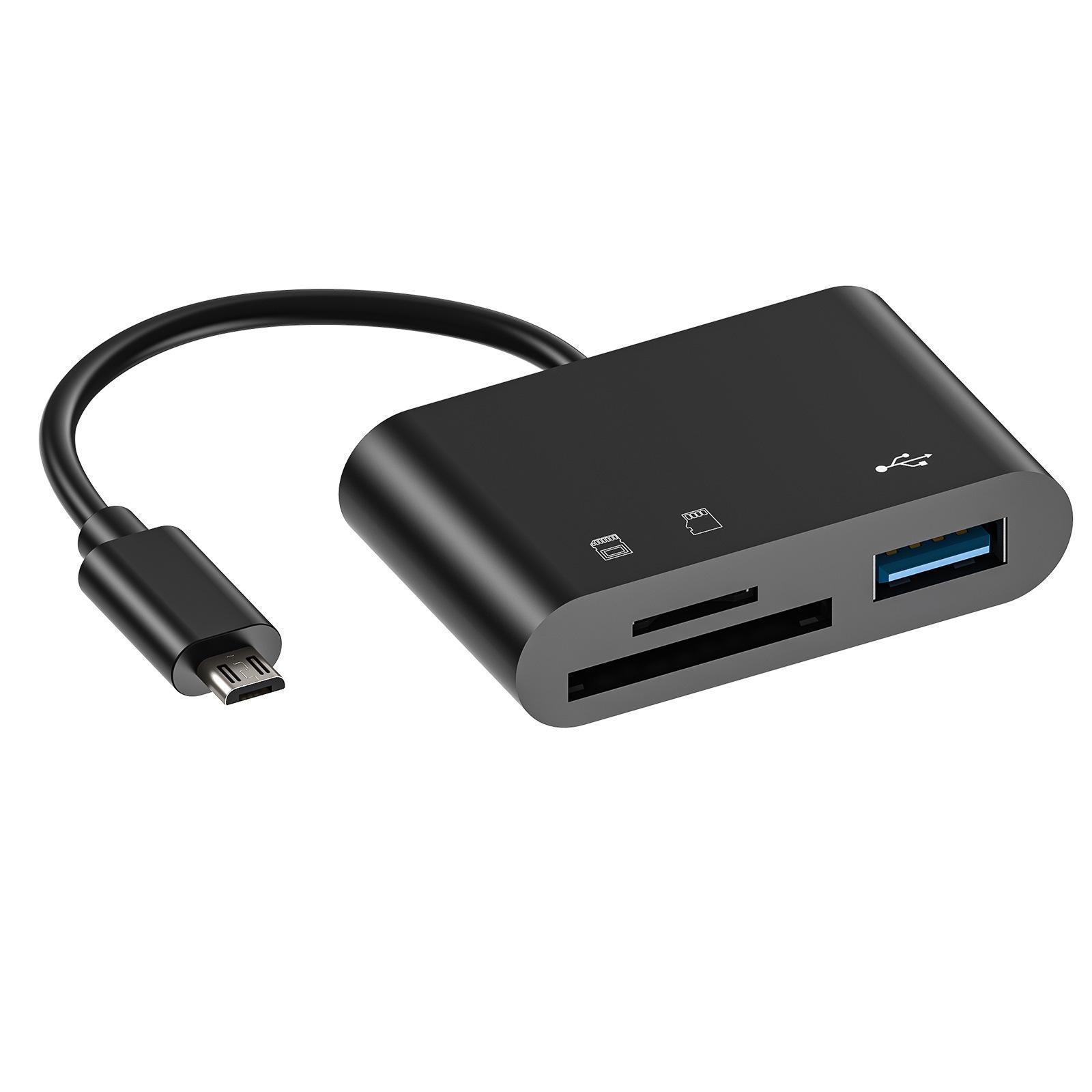 

Пристрій для читання карт типу C: Multi-Function OTG 2.0 for Android, Mobile, Computer, SD Card, and USB Drive. 3-in-1 card reader-TYPE-C чорний