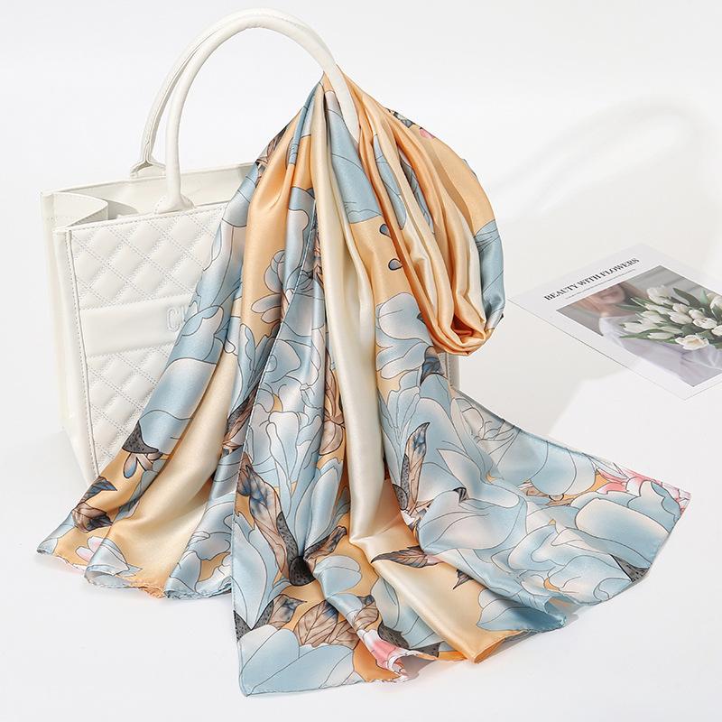 Butterfly floral simulation silk long silk scarf versatile temperament outwear shawl female