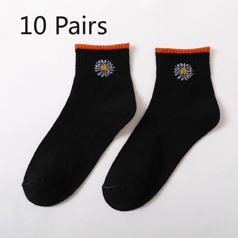 

10 пар женских осенне-зимних носков до середины икры конфетных цветов с ромашками 10 pairs