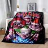 Horror Clown Circus Flannel Blanket Soft Warm All-Season Throw, Design for Camping, Car Travel, Hiking Sofa, Bed, Office Perfect Gift for Parties