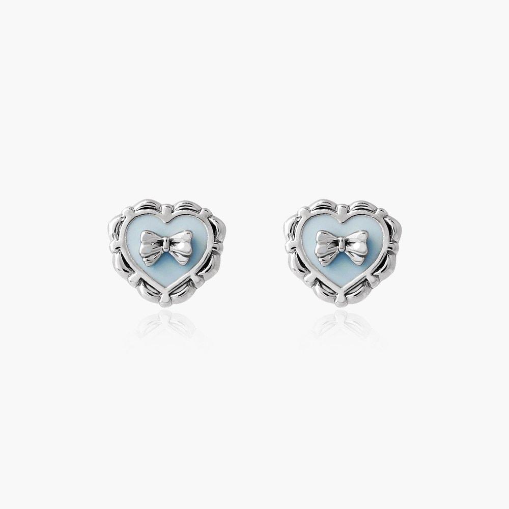 [925 Silver Post] Knit Blue Earrings