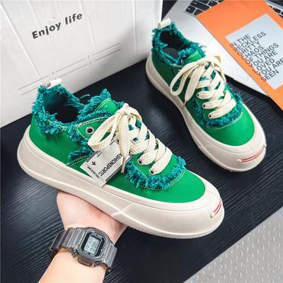 Fashion Green Man Canvas Shoes Classic Solid Color Mens Canvas Sneakers Breathable Hip Hop Casual Sneakers Men Vulcanized Shoes