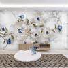 Custom Wallpaper 3d Mural Modern Minimalist Embossed Elegant Jewel Flower Mural Tv Background Wall Paper Decorative