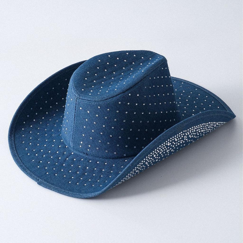 Popular solid color men's and women's YK style western cowboy hat suede ins style luxury full hat full diamond hat