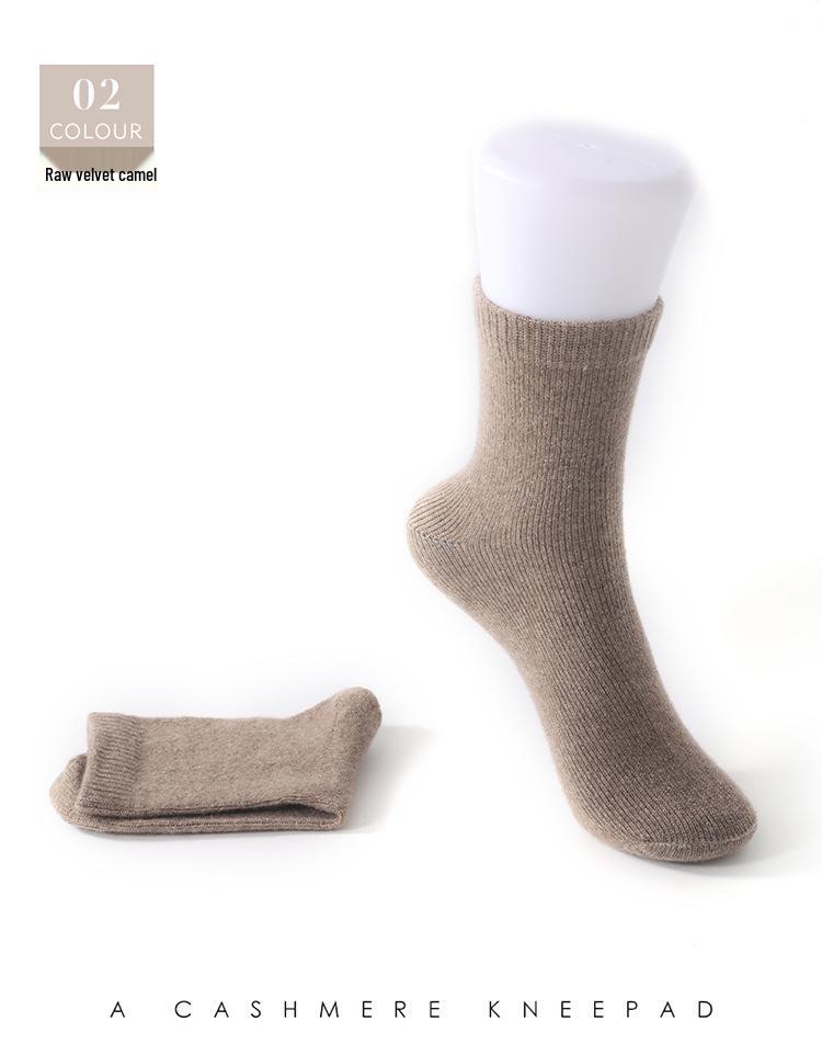 Unisex Cashmere Mid-Calf Socks: Warm, Odor-Resistant, Sweat-Absorbing, Thick Knit for Autumn/Winter.