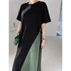 Dimanaf 2025 Summer Plus Size Dress Women Casual Vintage Long Dress Loose Basic Cotton O-Neck Dress