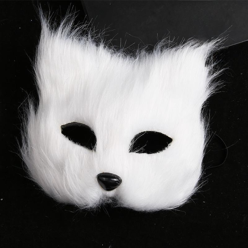 New Fox Long Hair Half Face Mask Halloween Makeup Ball Party Prop Liaozhai Little Fox Fairy Mask