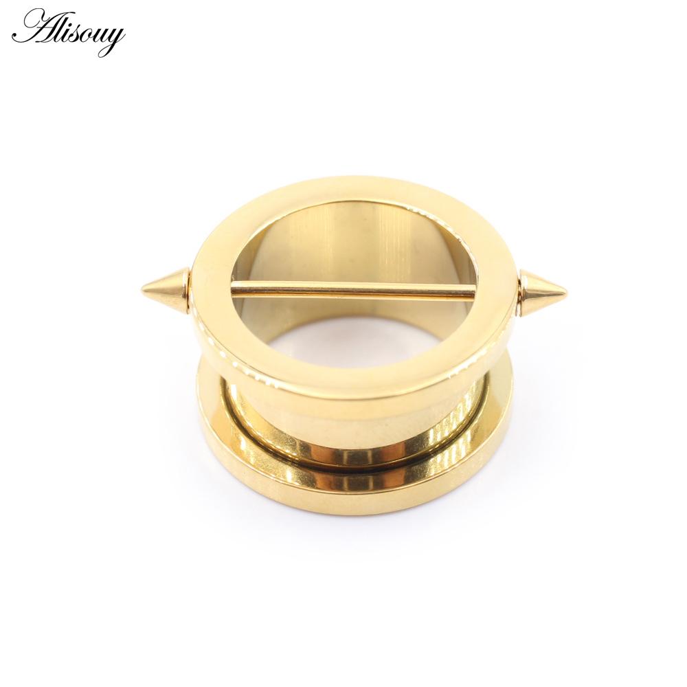 Alisouy 1PC Stainless Steel Straight Bar Spike Cone Ear Tunnel Plug Flesh Expander Stretcher Gauge Earring Piercing Body Jewelry